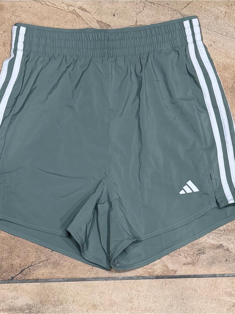 Adidas Women Green Athletic Shorts with Side Stripes